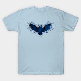 Fairy Tale Blue Owl with Trees and Birds T-Shirt